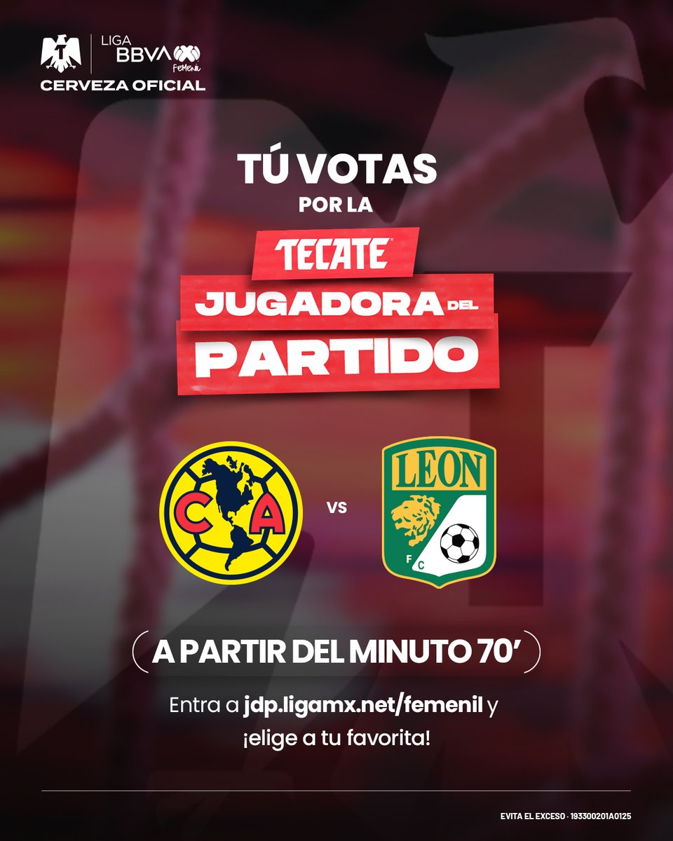 LigaBBVAFemenil's tweet photo. 📥 Momento de votar por la 🌟 #TecateJugadoraDelPartido entre @AmericaFemenil y @clubleonfemenil
📲 Vota Aquí: https://t.co/wawu9pWiT9
@cervezatecate
#VotaciónTecateJDP | #NuestroFutFem | #FutFemDondeSea | #AMEvsLEO https://t.co/qoXYJQKXFi