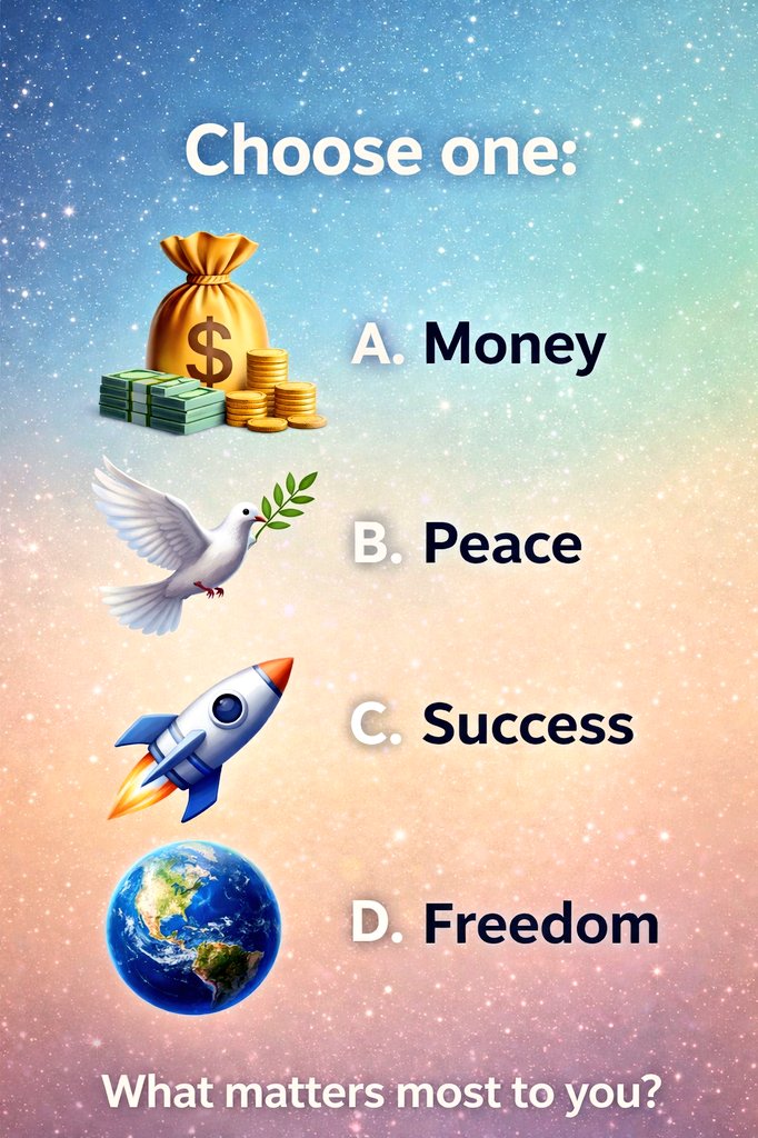 babitameena1010's tweet image. If you had to choose only one in life…🎯
One choice only 👇💯🤞♨️🧩
#GoodMorning #BrainTeaser #QuestionOfTheDay