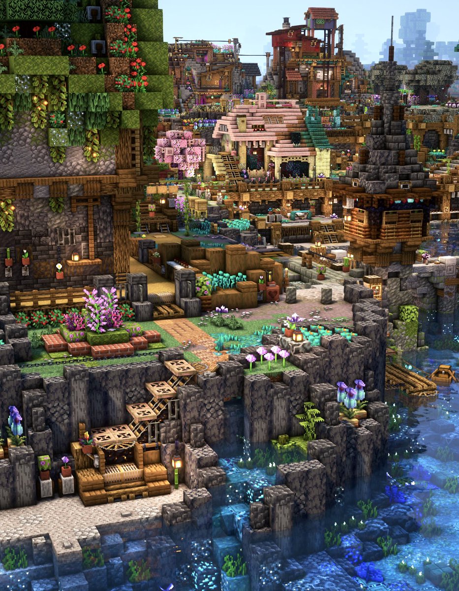 川沿いの町
#Minecraft