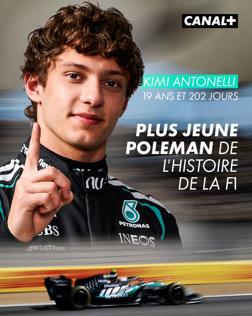 À 19 ans et 202 jours, Kimi Antonelli devient le plus jeune poleman de l'histoire de la F1 👏 Il prend la place de Sebastian Vettel, qui avait signé une pole position à 21 ans et 73 jours en 2008. #f1 #chinesegp