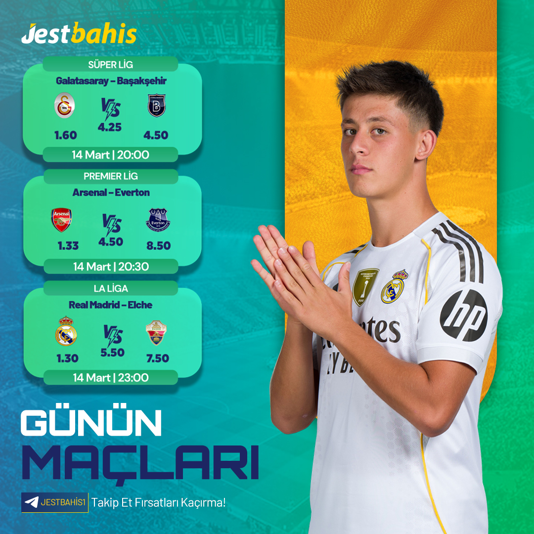jestbahisco's tweet photo. 🏆 Futbol Şöleni Jestbahis’te‼️

📺  İşte günün en heyecan verici karşılaşmaları!
 
➡Galatasaray &amp;  Başakşehir

➡ Arsenal &amp;  Everton

➡ Real Madrıd  &amp;  Elche

⚽️Jestbahis’in sunduğu özel oranlar ve kazandıran fırsatlarla bahis keyfi seni bekliyor!

https://t.co/Lf8CMtDToZ https://t.co/VoJHWRoEXj