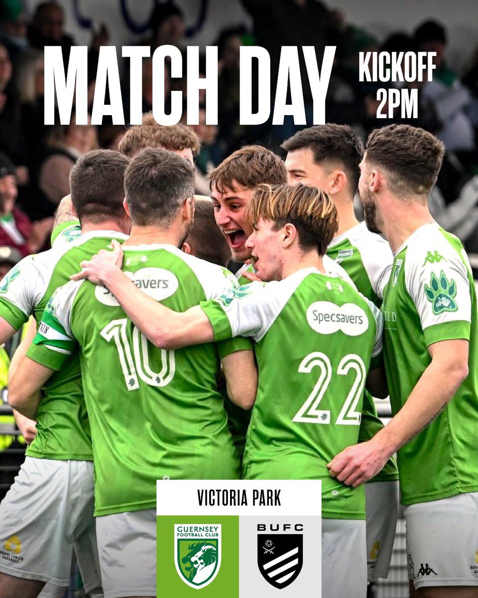 MATCH DAY!

Guernsey FC host Bexhill United at Victoria Park this afternoon.

🔙 Matt Loaring returns to the squad
⚽️ Sam Murray needs 1 for 60 GFC goals (2️⃣ for 30 this season)
🎯 Will Fazakerley needs 1 for a career-best 9 goals. 

🕰️ KO 2pm

🎟️ victoriaparkgsy.byretail.net/menu/GFC-Ticke… #COYGL