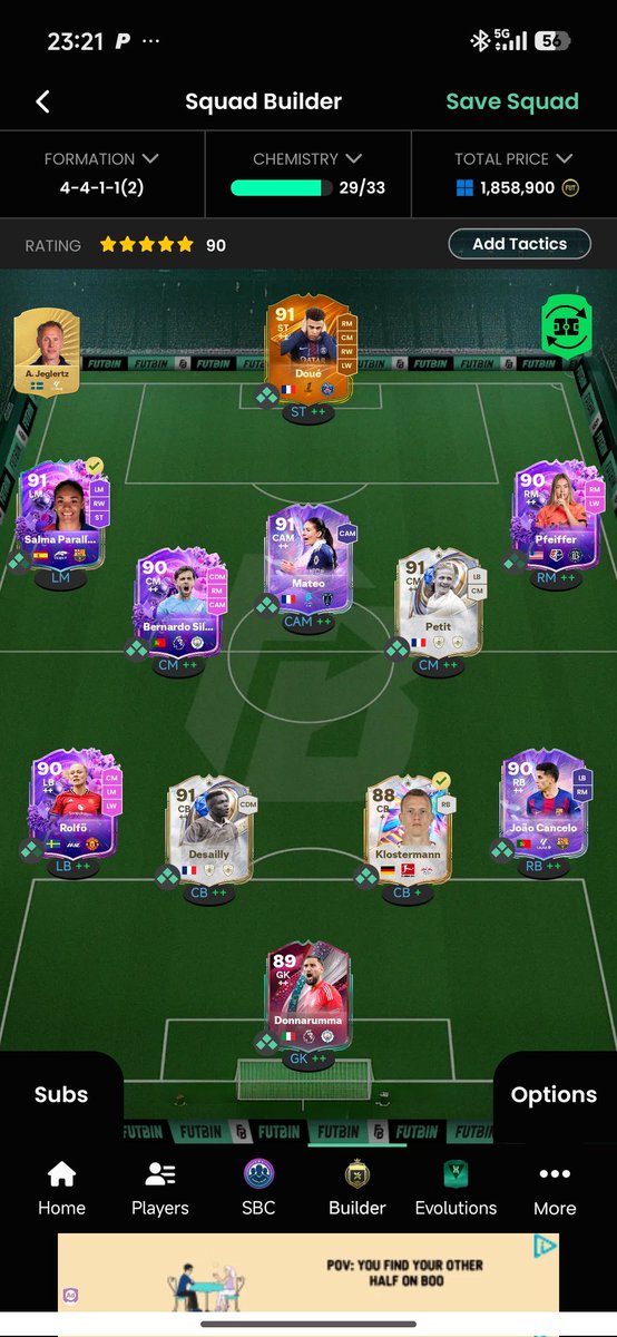 RolloZako's tweet photo. @FUTWIZ any suggestions for upgrades? got 1.7 mil and Pfeiffer is on full chem + barcola and szobozlai fut birthday on da bench https://t.co/bCvKqkEpvo