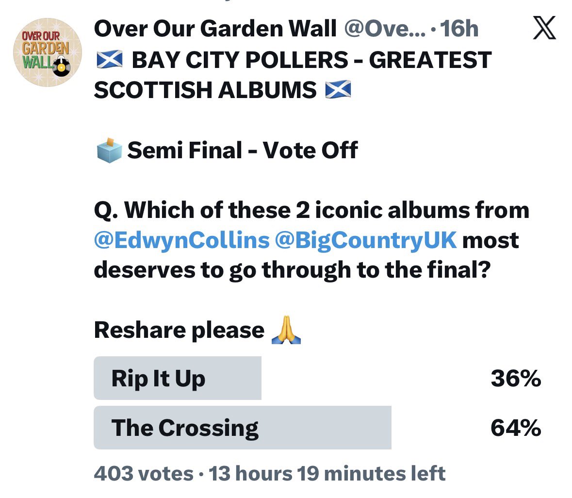 🎶 UPDATE 1 🎶 

✅ Both votes very busy 
✅ Both votes approx 60/40
✅ Both votes close enough to turn around
⏰ Polling available until approx 10pm

Reshare please 🙏