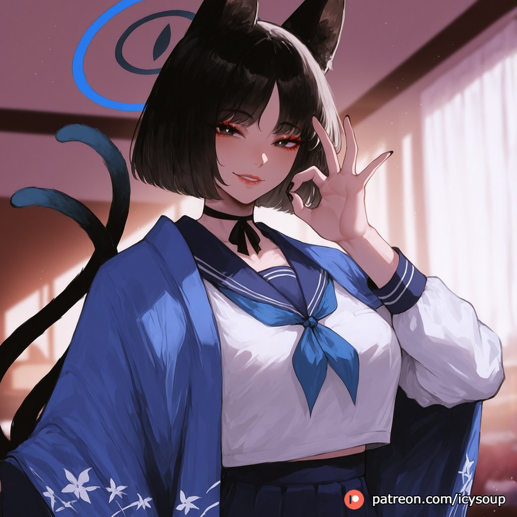 icysoupAi's tweet photo. Kikyou Kiryuu gift, full set on the patreon. #BlueArchive #ブルアカ https://t.co/C6OCsm1D3E