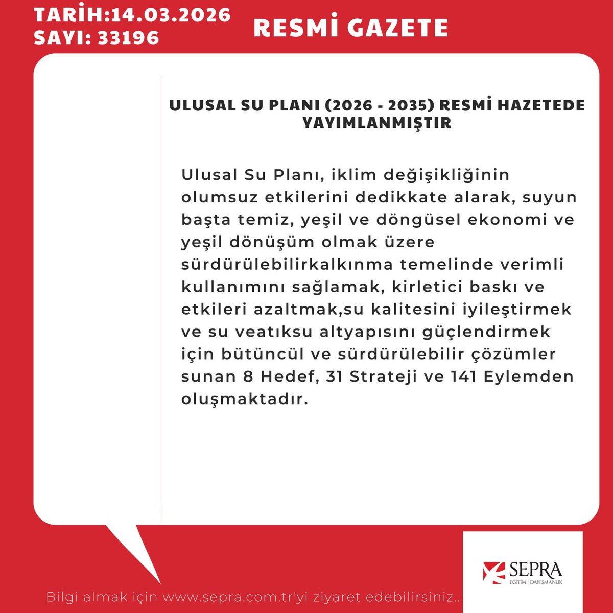 SepraDan's tweet photo. Ulusal Su Planı (2026 - 2035) Resmi Gazetede Yayımlanmıştır... https://t.co/7lIXm8S5TD