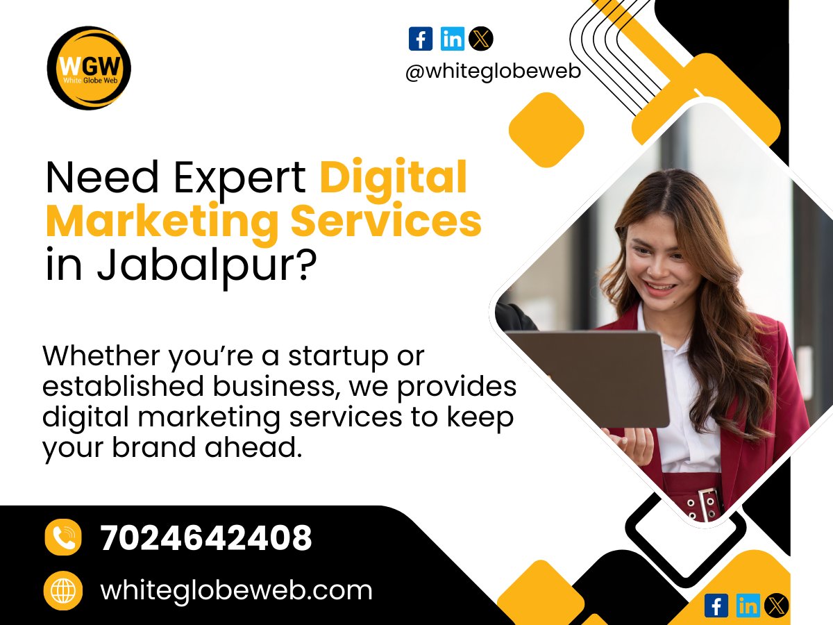 whiteglobeweb's tweet photo. Looking for professional digital marketing services in Jabalpur? White Globe Web is a trusted and result-driven digital marketing company delivering complete solutions to help businesses grow online. 

Visit- https://t.co/lUTu2BrEUE

#digitalmarketing #digitalmarketingservices https://t.co/1g3JgRipQS