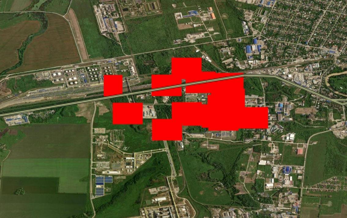 NASA fire maps show a major blaze at the Afipsky refinery after the overnight attack. The active fire zone covers an estimated 35-45 hectares.