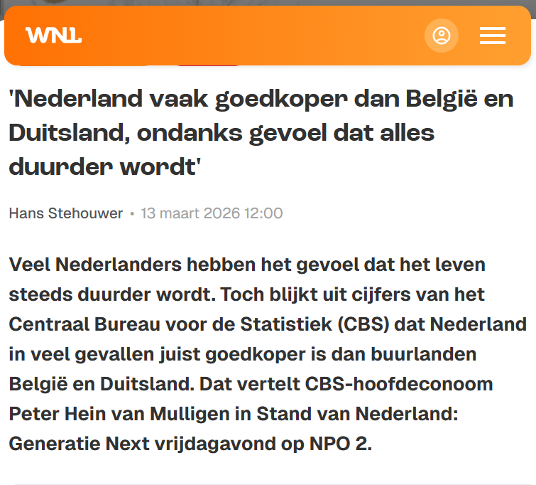 Symphony_res's tweet photo. ‘Nederland vaak goedkoper dan België en Duitsland, ondanks het gevoel dat alles duurder wordt.’

Wie gelooft dit nog? Ga maar eens tanken, boodschappen doen of een energierekening betalen.

https://t.co/nv4vVxvvdg https://t.co/0nfcaOzpIj