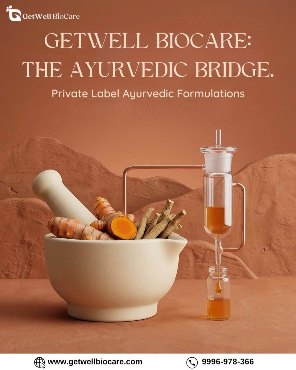 getwellbiocare's tweet image. Bringing Ayurveda and modern formulation together. 🌿

Private label Ayurvedic manufacturing for growing wellness brands.

#Ayurveda #PrivateLabel #HerbalProducts #GetwellBiocare