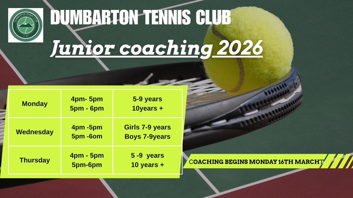 dumbartontennis's tweet image. Not long now! Fingers crossed the weather plays fair as we look forward to the return of our fabulous junior coaching programme THIS Monday! No booking required. £2 for members, £5non members and equipment provided. See you soon! #solidasarock Brincat Travels