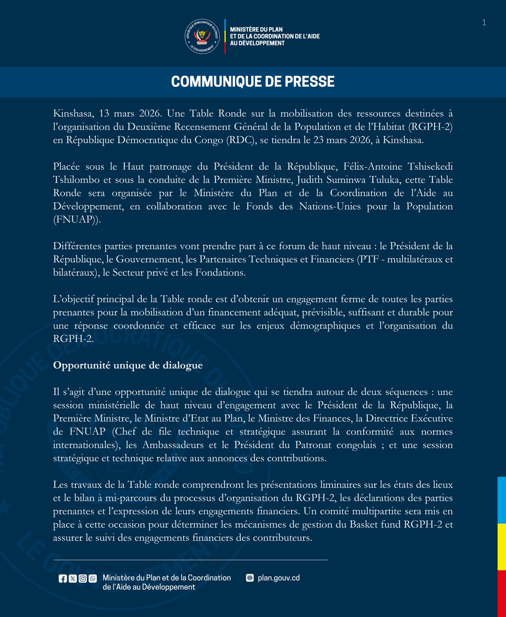 Ministère du Plan et de la C.A.D 🇨🇩 tweet media