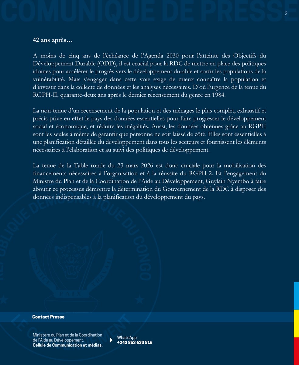 Ministère du Plan et de la C.A.D 🇨🇩 tweet media