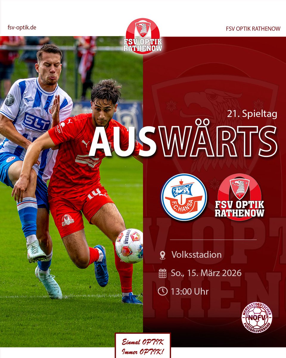 fsvoptik's tweet image. Ab an die #Küste! Bei den Amas vom FC #Hansa kämpfen wir um wichtige #Punkte. Kommt mit und unterstützt uns 💪🏻!