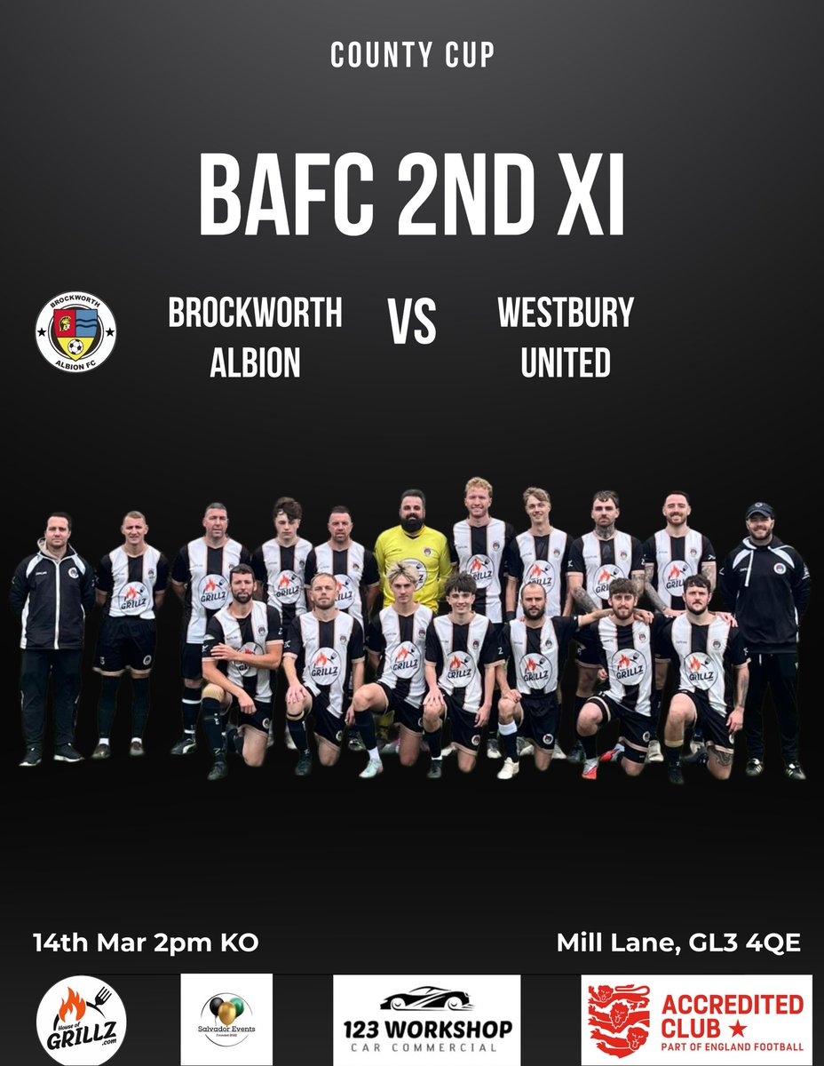 Matchday:

2nd XI in County Cup Semi-Final action at home to Westbury United.

Please come to the ground and support if you can! 🦡⚫️⚪️