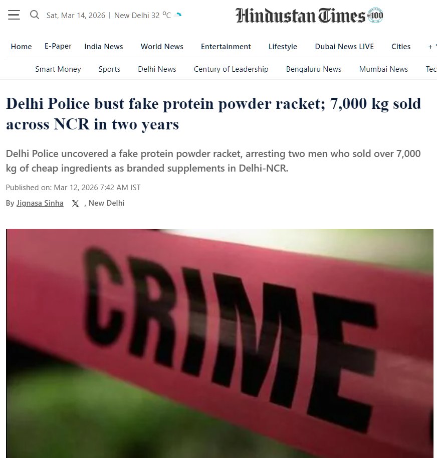 stackipedia's tweet photo. 🚨 7,000kg of FAKE protein sold in Delhi-NCR alone 🚨

You might be drinking corn starch mixed with detergent instead of Optimum Nutrition or Isopure.

Online marketplaces are flooded with this poison.

Here is the ultimate guide to NEVER getting scammed on Amazon again 🧵👇 https://t.co/lu1ymYTPNm
