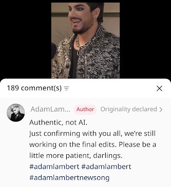 Adam shared on his official rednote account the video of him talking about new music is coming and he writes "just confirming with you all, We're still working on final edits. Please be a little more patient, darlings" 🖤