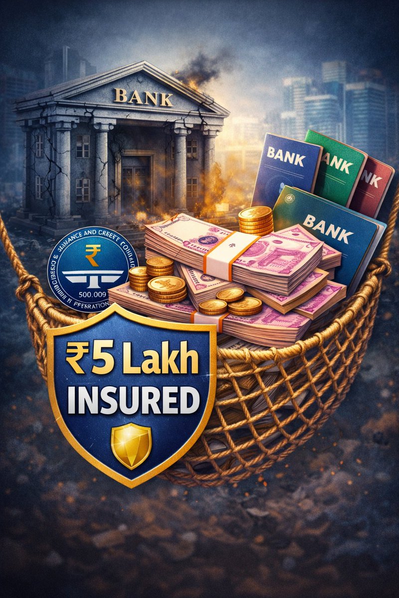 avinashgaud's tweet image. Most people don't know — if your bank goes bust, DICGC insures your deposit up to ₹5 lakh per bank.
Keep this in mind if you have accounts in multiple banks.
Your money has a safety net. 🛡️
#BankingTips #DICGC