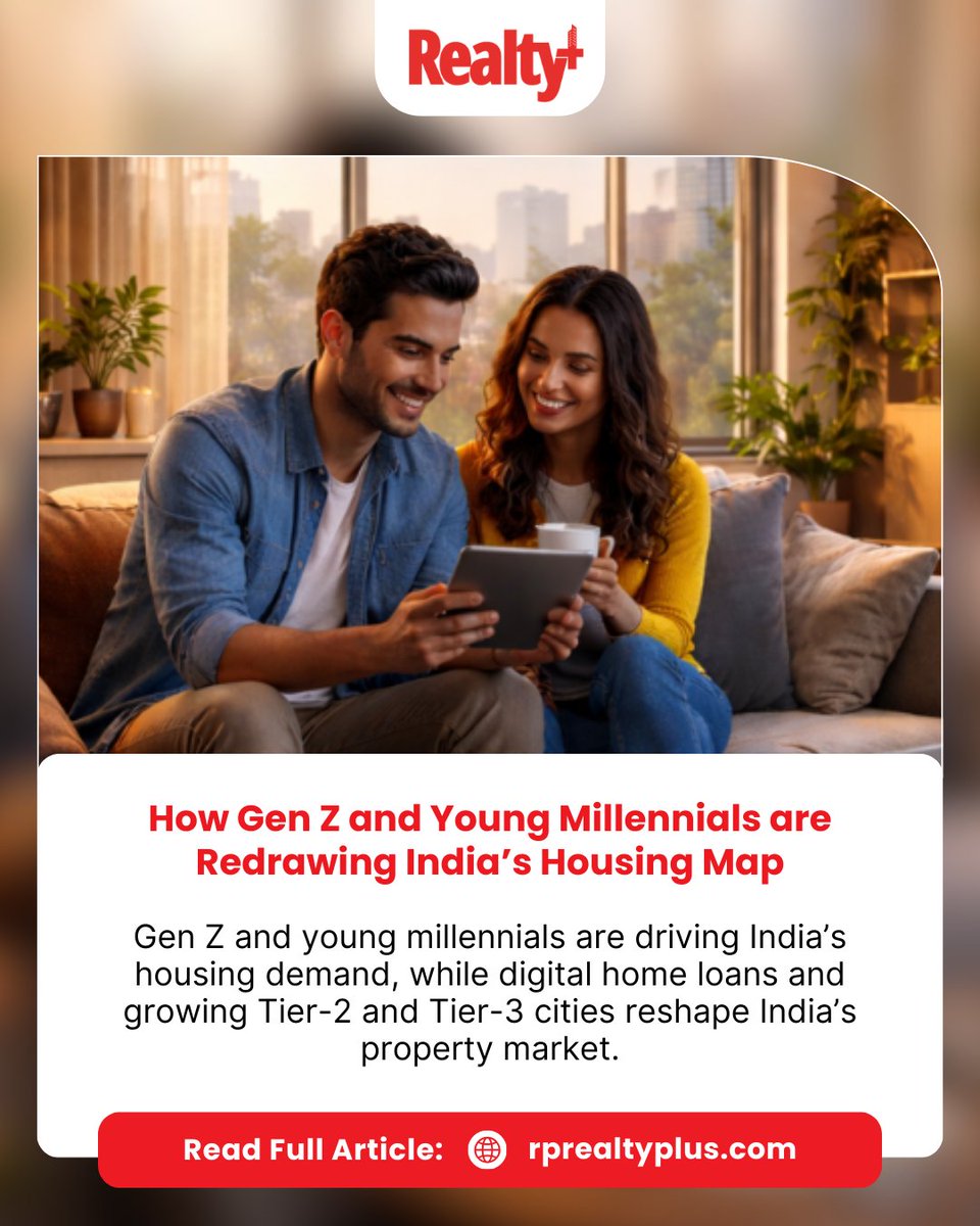 RPRealtyPlus's tweet image. Gen Z and young millennials are rapidly reshaping India’s housing landscape, bringing new priorities, digital habits, and lifestyle expectations to the real estate market.

Read more:
rprealtyplus.com/news-views/how…

#GenZ #Millennials #HousingTrends #IndiaRealEstate #PropertyMarket