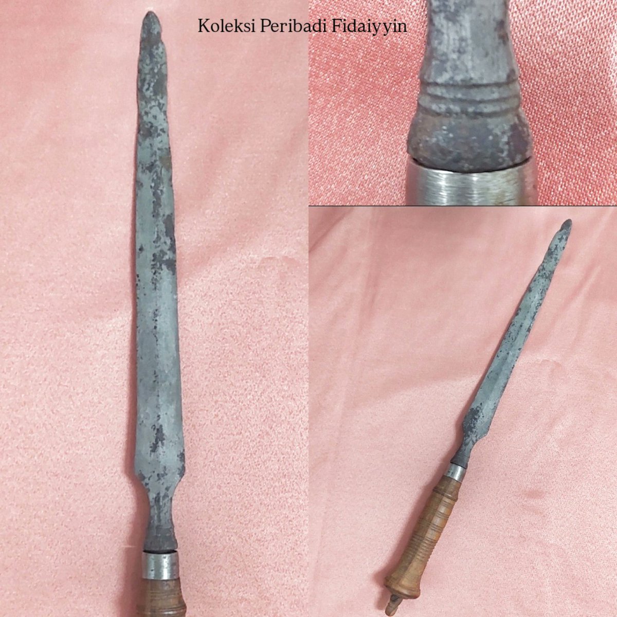FFarasu's tweet photo. Koleksi Peribadi Fidaiyyin 
Satu lagi Lembing Daun Buluh Semenanjung dengan bahagian mal (collar) berlingkar dua, gagang (hulu) larik.
#heritage #malaysia #spears https://t.co/pVY0oLvmJg