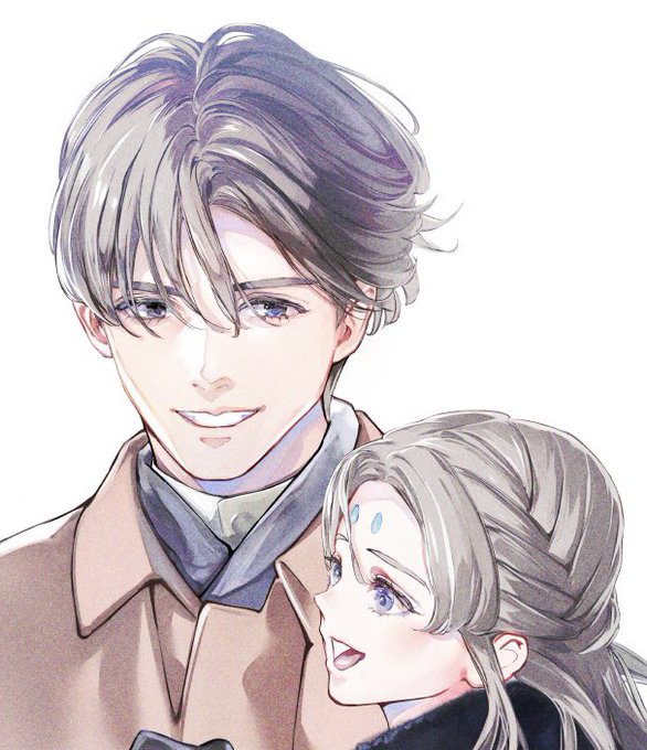 シーモア合冊版の三章用の表紙途中経過です 影明の髪の色を薄くしすぎて令嬢物の金髪の貴族みたいになってしまった これはこれで王子様みたいで好きなので直す前に記念に