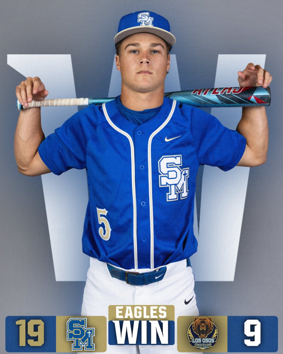 SMCHSBaseball's tweet photo. EAGLES DUB 🦅⚾️

W - #tylerunter 3.0 IP/ 5 Ks

#brodyschumaker 4-6/ HR/ 7 RBI/ 3 R
#warrengravelyiv 3-4/ HR/ 3 RBI/ 3 R
#lukeblanchard 2-5/ 3 RBI/ 1 R

#wingmen | #wearesm https://t.co/uHTpvX7Key