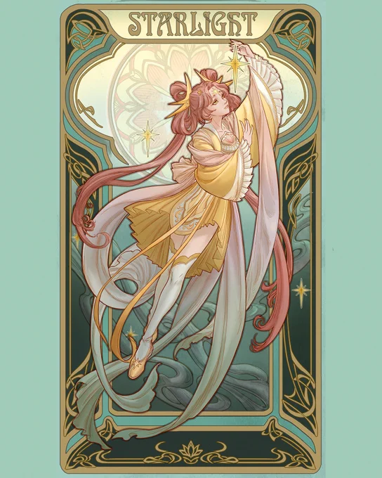 Process of designing Starlight, lots of back and forth with the pose, palette, frame. And can you tell I'm a Sailormoon fan? Character design for my upcoming social deduction game Trial of Lotus.