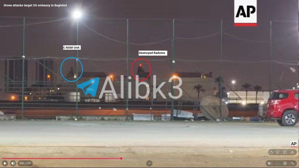 alexanderpm787's tweet photo. 🇮🇶🇺🇸 Parece que el radar de defensa aérea C-RAM de la embajada estadounidense en Bagdad ha sido destruido. https://t.co/8mu6lNBXNi