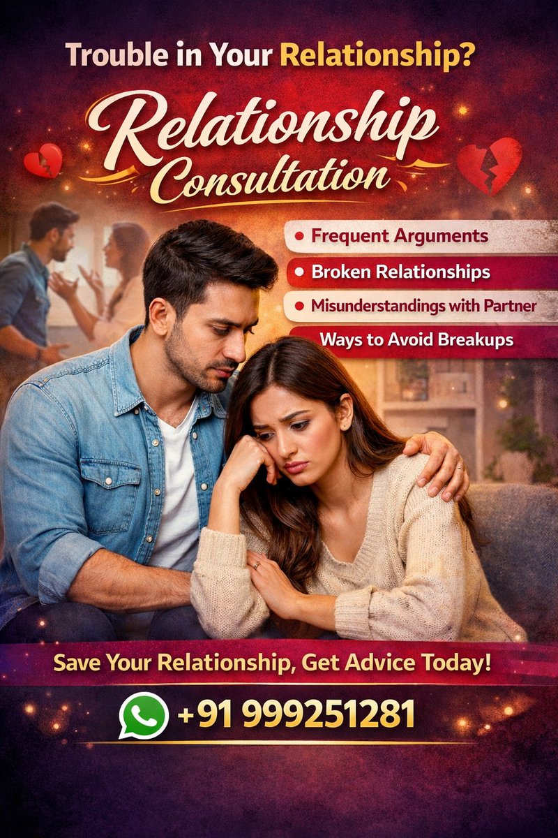 vikas121IAS's tweet photo. 💔 Relationship Problems? Don’t Worry!

क्या आपके relationship में बार-बार लड़ाई होती है?
क्या partner के साथ misunderstandings बढ़ रही हैं?
क्या आपका relationship टूटने की कगार पर है?

अब चिंता करने की जरूरत नहीं।
Professional Relationship Consultation के साथ पाए सही सलाह https://t.co/X6o4tnd6dk
