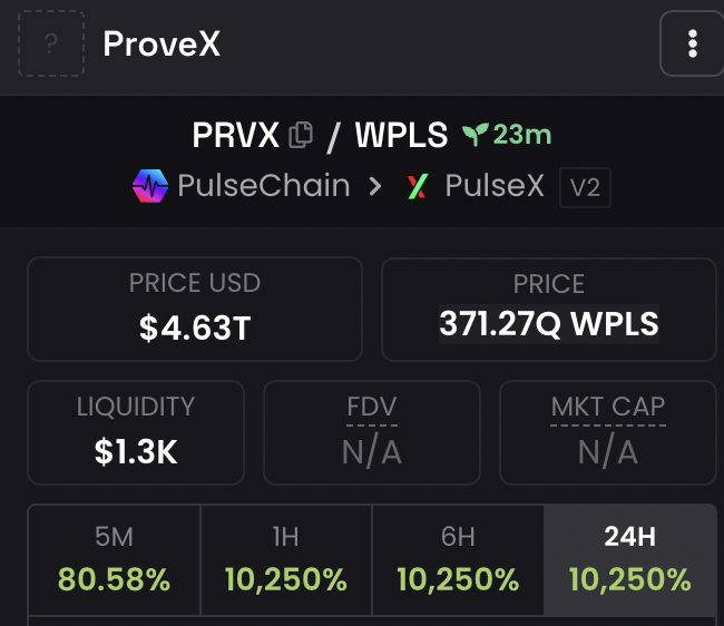 ProveX just hit 4.6 trillion per coin!

Congratulations Richard Heart
