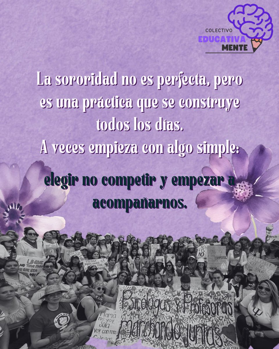educativamente8's tweet photo. Muchas personas crecimos escuchando comparaciones entre mujeres, críticas sobre otras o ideas de competencia.
La sororidad propone algo distinto, reconocer que podemos relacionarnos desde el respeto, la empatía y el apoyo.🙌🏻💜
#sororidad #feminismo #Psicología #maestra https://t.co/BJqNrnI2bR