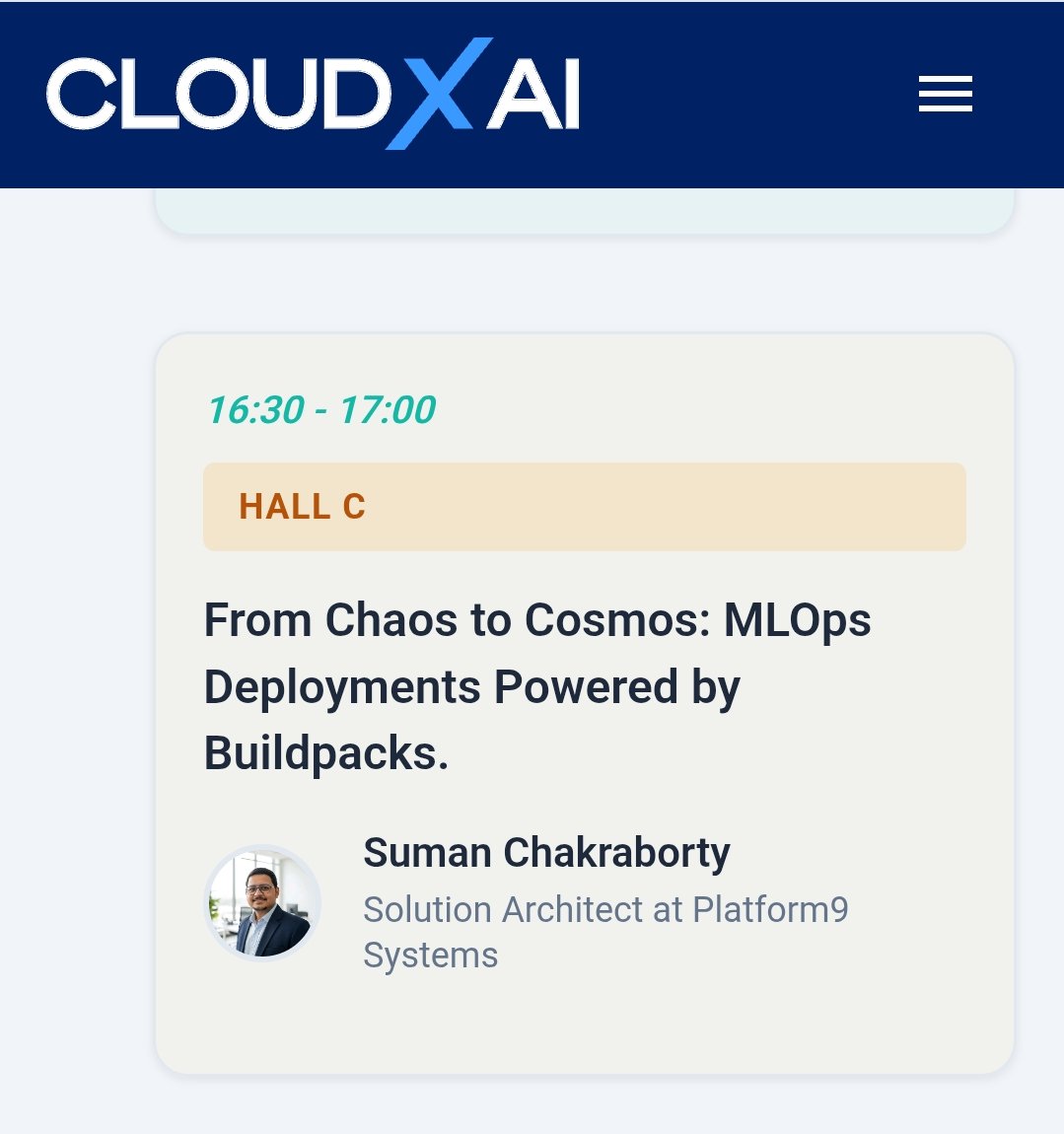 itsmesumanc's tweet image. Looking forward to @cloudxaiconf today...if you are coming, say Hi 👋
Oh, don't miss my session with @buildpacks_io to streamline #MLOps operation! 
#Conference #Speaker #CastAI