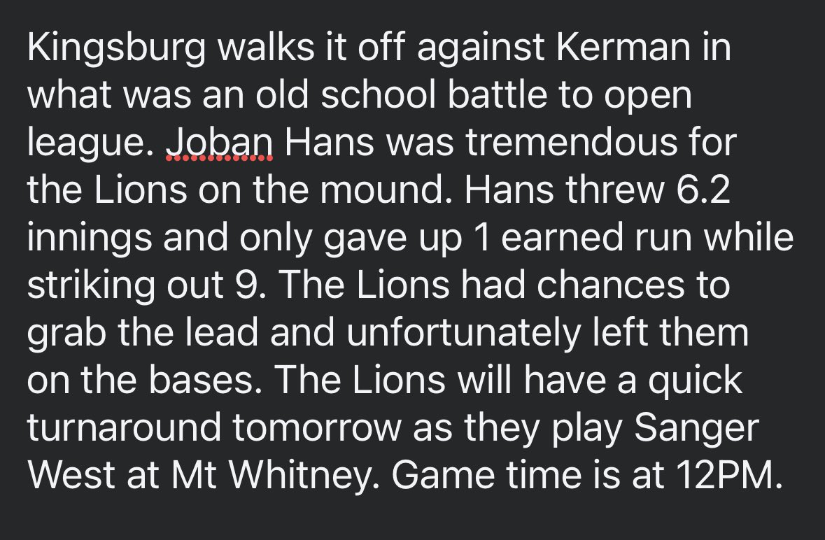 kermanbaseball's tweet photo. Kingsburg 3 Kerman 2 https://t.co/Rb98zFTFiH