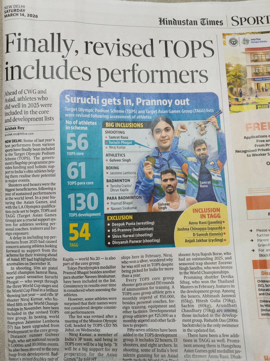 tweet2avishek's tweet photo. #TOPS #AsianGames
▶️ 9 athletes added in Core group, 57 athletes in Development group
▶️ 22 boxers, 13 shooters, 8 archers in development group
▶️ #TAGG : Annu Rani Dakshineswar Suresh, Anjali Jakhar included @htTweets
https://t.co/dS6IkM1hke https://t.co/uyEf9k8Ph4