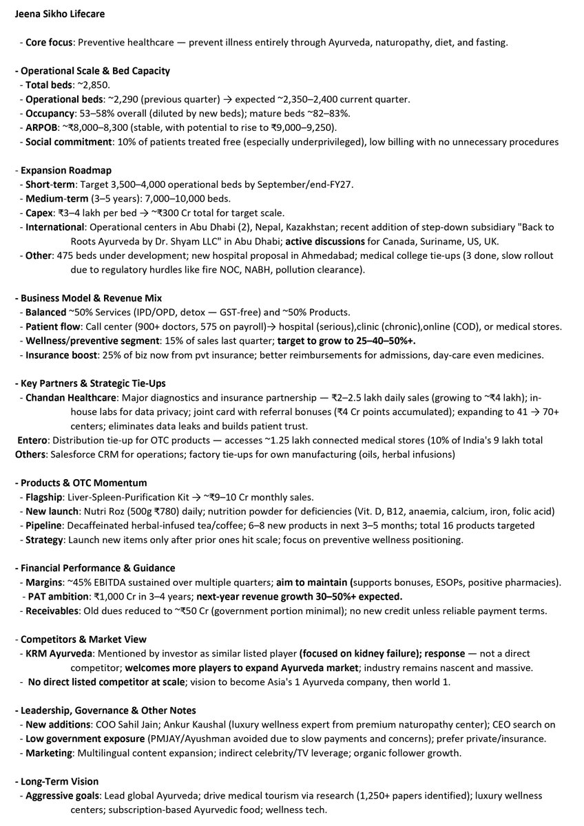 sachprat07's tweet photo. 💠Markets not doing well, but that doesn't mean we write them off completely, especially the microcap & smallcap space
👉Courtesy of Arihant Capital, the recent Bharat Connect Conference delivered powerful management insights from emerging winners across sectors
👉A good time to pick your bets thoughtfully — analyse deeply, discover from leadership vision, form informed views, & sharpen your judgement
👉Drop your inputs from the sessions below and of course, keep learning !!
👉Combined Coverage :
💠Qualitek Labs
💠Airfloa Rail Technology
💠Blue Water Logistics
💠Sat Kartar Shopping
💠Influx Healthtech
💠Shubhshree Biofuels
💠Virtual Galaxy Infotech
💠WOL 3D India
💠Pro FX Tech
💠New Malayalam Steel
💠Sathlokar Synergys E&C Global
💠Prime Cable Industries
💠Taurian MPS
💠Shree Refrigerations
💠Silkflex Polymers
💠Classic Electrodes
💠TBI Corn
💠Dar Credit & Capital
💠Aelea Commodities
💠Utssav CZ Gold Jewels
💠Forcas Studios
💠Maxvolt Energy Industries
💠AVP Infracon
💠Yash Highvoltage
💠Prizor Viztech
💠Unihealth Hospitals
💠Quest Laboratories
💠JD Cables
💠Effwa Infra & Research
💠Monolithisch India
💠E2E Transportation Infrastructure
💠Megatherm Induction
💠SPEB Adhesives
💠SKP Bearing Industries
💠United Heat Transfer
💠Mach Conferences & Events
💠Eleganz Interiors
💠Repono
💠Vilas Transcore
💠Jeena Sikho Lifecare
💠Vital Chemtech
💠NIS Management
💠DU Digital Global
💠Silicon Rental Solutions
💠Nisus Finance Services
💠Connplex Cinemas
💠Pelatro
💠Rajesh Power Services
💠Anondita Medicare
💠Suba Hotels
💠Iris Clothings
💠KV Toys
💠Justo Realfintech
💠Admach Systems
💠AJC Jewel Manufacturers
💠Gee Limited
💠Aimtron Electronics
💠Solarium Green Energy
💠Sunita Tools
💠Bondada Engineering
💠Macpower CNC Machines
💠Solex Energy
💠Systematic Industries
💠Kwality Pharmaceuticals
💠Gabion Technologies India
💠Bhadora Industries
💠Shree Karni Fabcom
💠Oval Projects Engineering
💠Accretion Pharmaceuticals
💠Australian Premium Solar
#arihantbharatconnectconference
#bharatconnectconference #arihantcapital