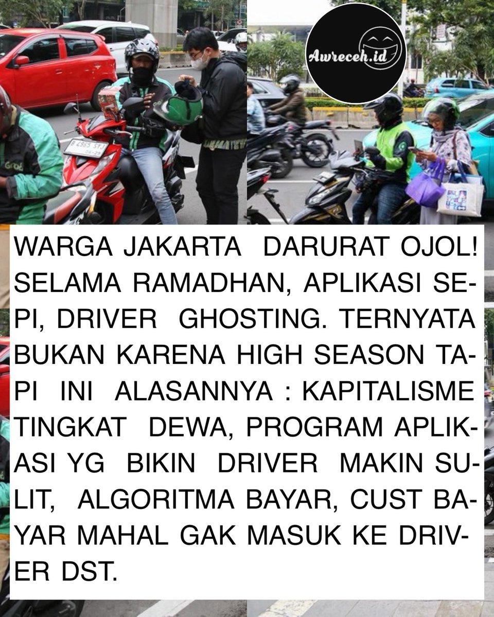sosmedkeras's tweet photo. curhatan salah satu Driver ojol kenapa saat ini kesulitan nyari driver...

Bulan Ramadan 2026 yang seharusnya penuh berkah justru menjadi momok bagi pengguna ojek online (ojol) di Jakarta. Sejak beberapa hari terakhir, keluhan soal sulitnya mendapatkan layanan Gr**b dan Go**k membanjiri media sosial, terutama pada jam-jam kritis menjelang waktu berbuka puasa.