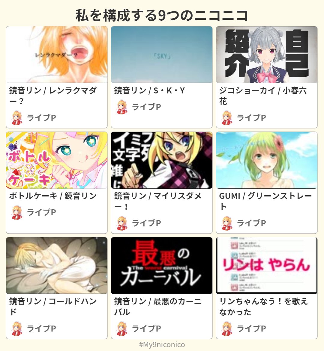 右下だけがどうしても解せない #私を構成する9つのニコニコ