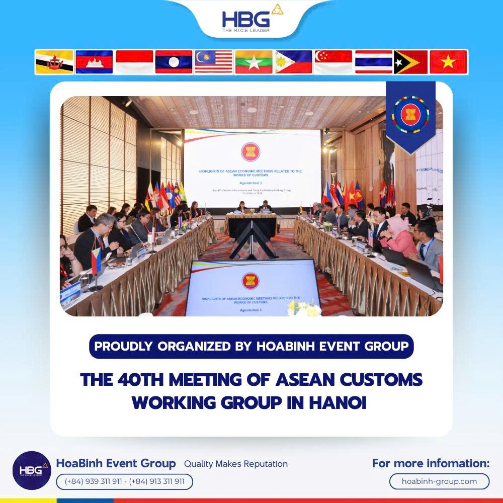 hoabinhgroup's tweet photo. Honored to partner with Vietnam Customs to organize the 40th ASEAN Customs Working Group Meeting (CPTFWG) in Hanoi! 🇻🇳🤝
From Mar 10-12, this successful event marked a huge step for regional trade and proved HBG’s expertise in world-class M.I.C.E solutions! 
#HBG #ASEAN https://t.co/wv8AWXLbub