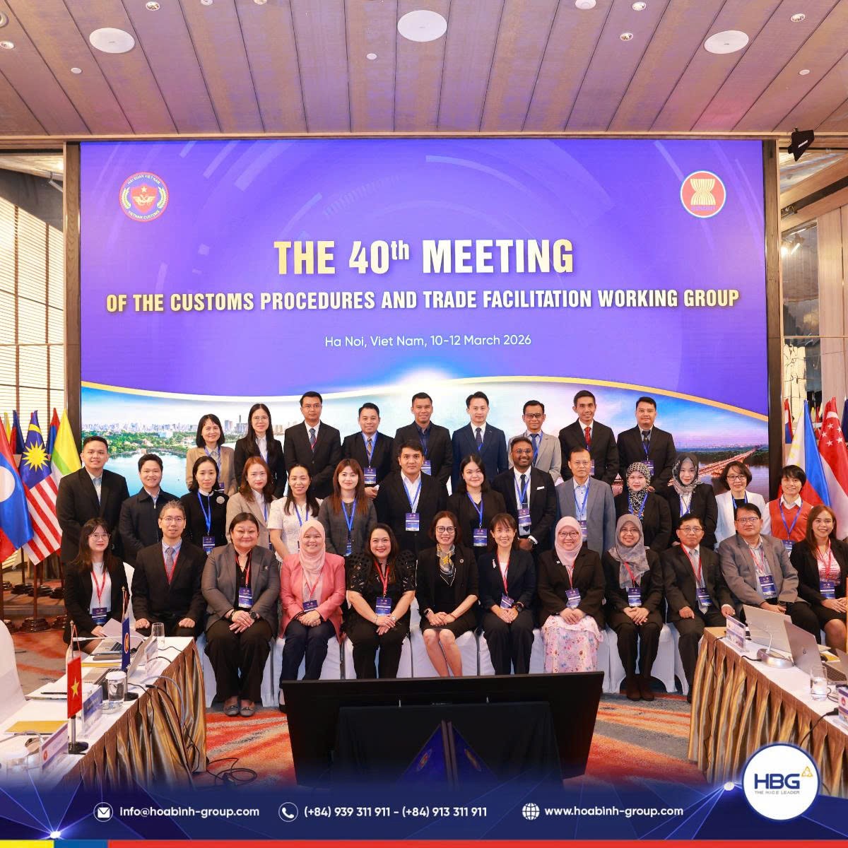 hoabinhgroup's tweet photo. Honored to partner with Vietnam Customs to organize the 40th ASEAN Customs Working Group Meeting (CPTFWG) in Hanoi! 🇻🇳🤝
From Mar 10-12, this successful event marked a huge step for regional trade and proved HBG’s expertise in world-class M.I.C.E solutions! 
#HBG #ASEAN https://t.co/wv8AWXLbub