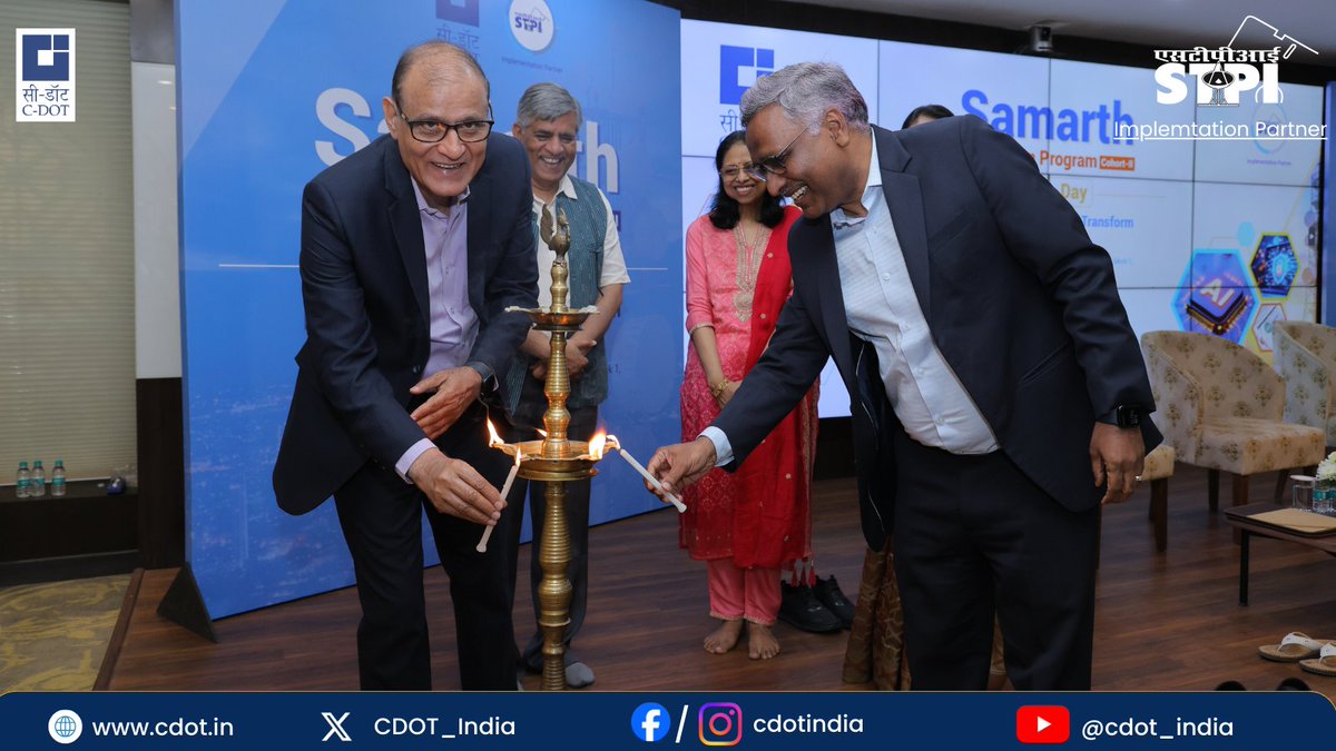 CDOT_India's tweet image. SAMARTH Cohort-II Demo Day celebrates innovation in Telecom &amp;amp; ICT!

@CDOT_India, with @stpiindia as the implementing partner, successfully hosted the SAMARTH Cohort-II Demo Day, where incubated #startups presented the #innovative solutions, they have developed against niche