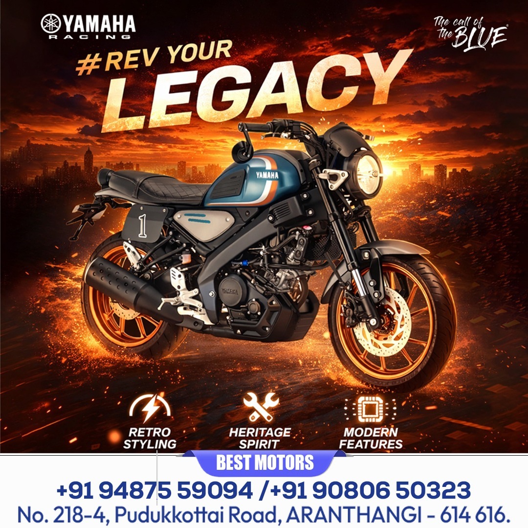 Best_Motors_Yam's tweet image. 🔥🏍️ Rev Your Legacy 🏍️🔥
📞 +91 94875 59094 | +91 90806 50323

#Yamaha #RevYourLegacy #CallOfTheBlue #BestMotors #YamahaRacing #RetroStyle #ModernPerformance #BikeLovers #MotorcycleLife #YamahaIndia #RideWithPride #Aranthangi #BikePassion #TwoWheelerLife