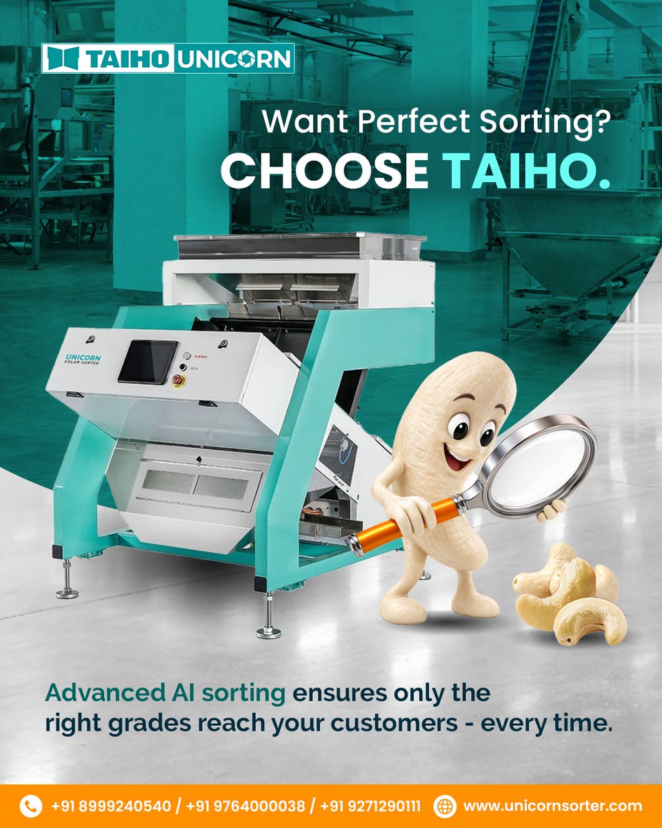 SorterUnic70896's tweet image. Perfect sorting with Taiho Unicorn

AI-powered color sorting ensures only the right grades reach your customers.

🌐 unicornsorter.com

#ColorSorter #AISorting #FoodProcessing #TaihoUnicorn
