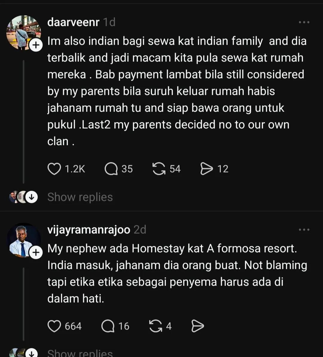 Orang India sendiri tak nak sewakan dekat Orang India.