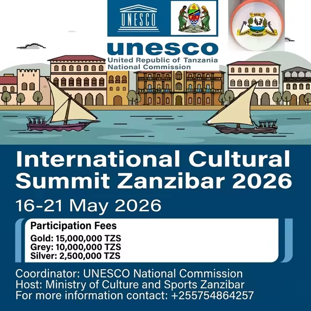 unesconatcomtz's tweet photo. The UNESCO National Commission of the United Republic of Tanzania, in collaboration with the Ministry of Information, Youth, Culture and Sports (Zanzibar), will host the International Cultural Summit in Zanzibar from 16–21 May 2026. https://t.co/krTK3XYpLB