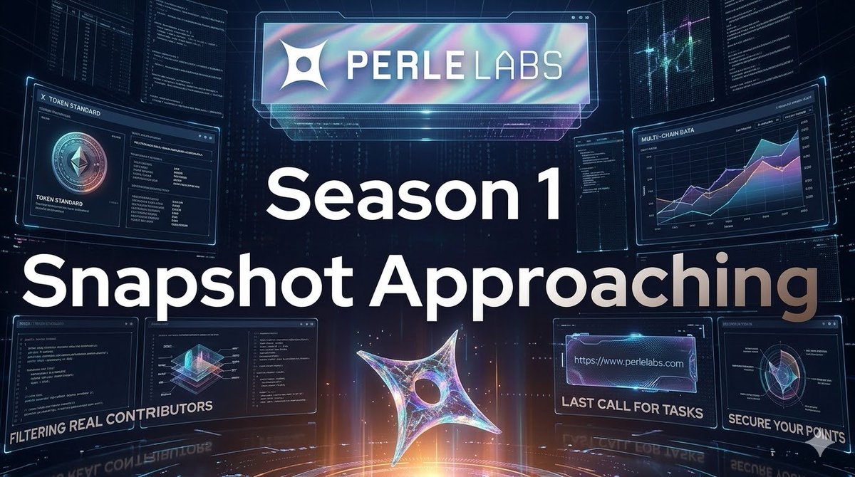 📸PERLE LABS SEASON 1 SNAPSHOT: IT’S SHOWTIME!

Hot news for everyone grinding with <a href="/PerleLabs/">Perle Labs</a> ! Season 1 is wrapping up, and the Snapshot is just around the corner. This is the moment the project "filters" the real contributors from the casual wallets.

Why does this matter?