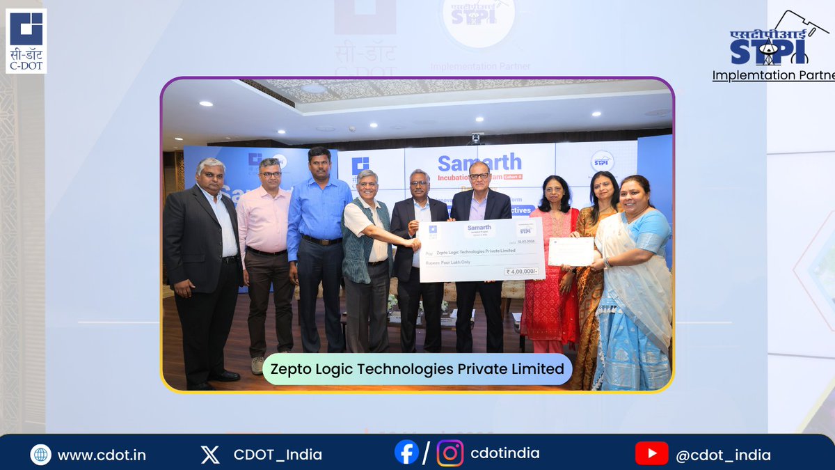 CDOT_India's tweet image. SAMARTH Cohort-II Demo Day celebrates innovation in Telecom &amp;amp; ICT!

@CDOT_India, with @stpiindia as the implementing partner, successfully hosted the SAMARTH Cohort-II Demo Day, where incubated #startups presented the #innovative solutions, they have developed against niche