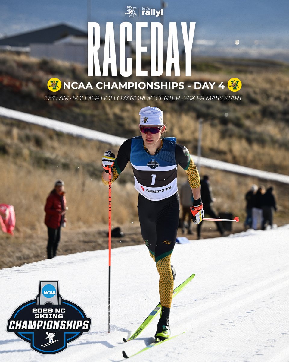 UVMSkiing's tweet photo. Final 𝐑𝐀𝐂𝐄𝐃𝐀𝐘 in Utah! 😼

🎿 2026 NCAA Ski Championships Day 4️⃣
⛷️ 20K FR Mass Start
📍 Soldier Hollow Nordic Center 
🕰️ Women: 8:30am MT. | Men: 10:15am MT.
📺📊 https://t.co/B1UPY8r6dR

#LetsRally #gocatsgo #UVMSkiing https://t.co/iwi0obtb77