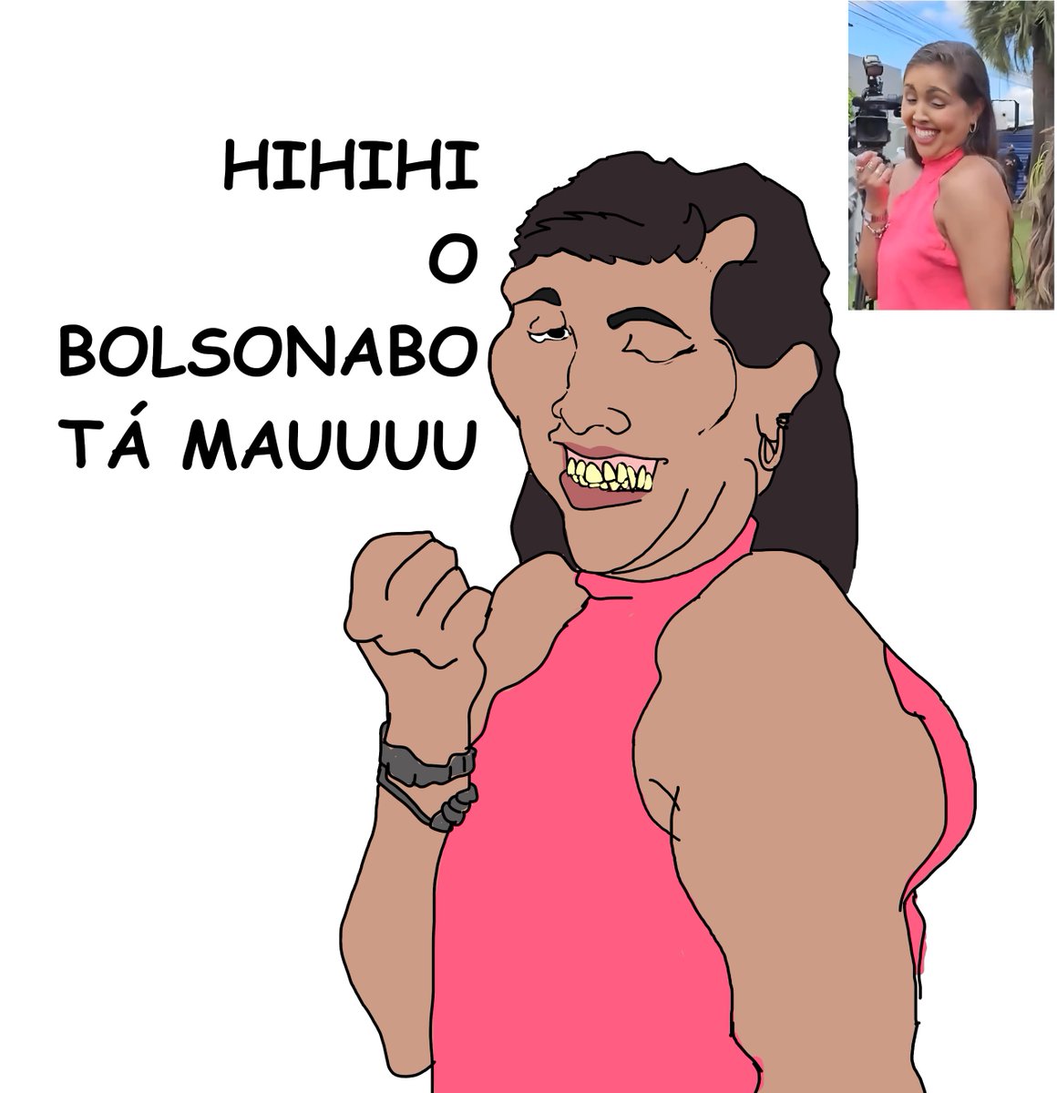 Jornalista dando risadinha com o Bonoro passando mal