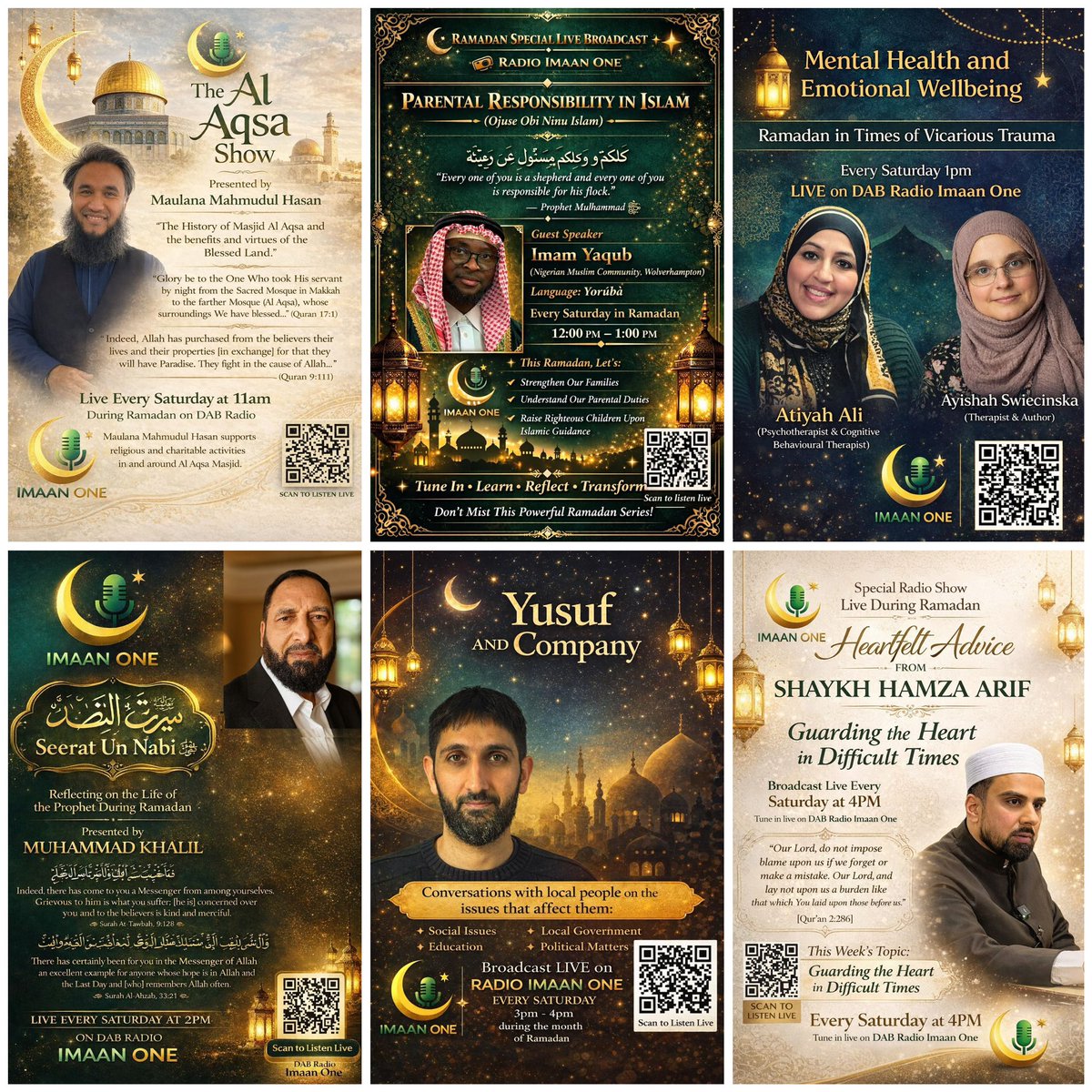 RamadanWolves's tweet photo. 🎙️✨ SATURDAY LINE-UP ON Imaan One ✨🎙️

Join us this Saturday for inspiring discussions, reflection, and meaningful reminders 🤍

🎧 Tune in on DAB Radio search Radio Imaan One
📺 Watch LIVE on Facebook &amp; YouTube search Ramadan Radio Wolves
🌎 https://t.co/0v7K1uZXi3 https://t.co/IxrRu2RVLG