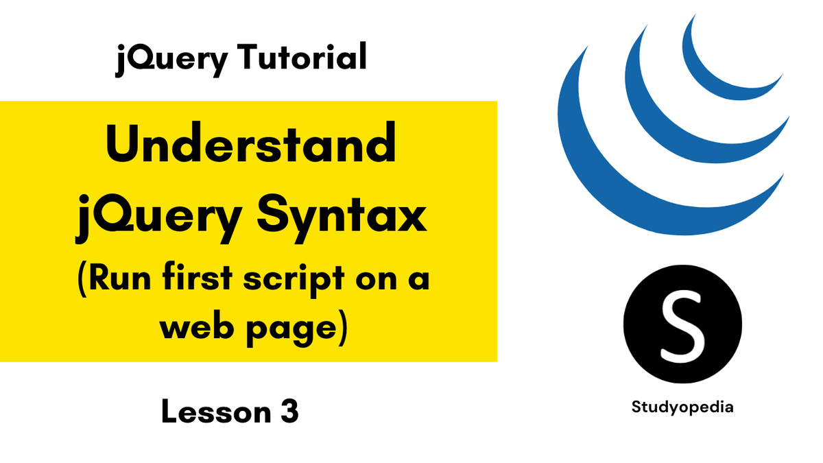 dw_amit's tweet photo. Understand jQuery Syntax and Run First Script on a web page: https://t.co/dzV5UXm4h1

jQuery Notes: https://t.co/CO2WkGbUSj

#jquerytutorial #javascript #studyopedia #freeresources #webdevelopment https://t.co/6RFccYf45F